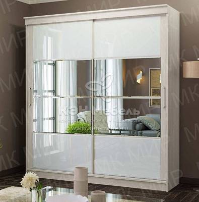 Шкаф-купе 1,5 Танго анкор св/Зерк/лакобель бел 